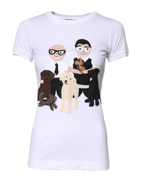 Dolce & Gabbana Weißes Baumwoll-T-Shirt mit #DGFAMILY-Stickerei