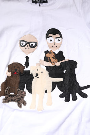 Dolce & Gabbana Weißes Baumwoll-T-Shirt mit #DGFAMILY-Stickerei