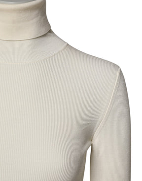 Dolce & Gabbana Cremefarbener Rollkragenpullover mit langen Ärmeln