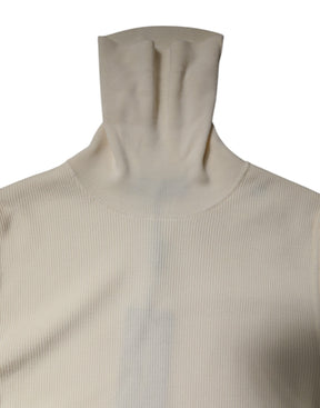 Dolce & Gabbana Cremefarbener Rollkragenpullover mit langen Ärmeln