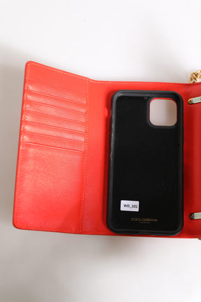 Dolce & Gabbana Rote Leder gesteppte Hingabe Crossbody Handyhülle Tasche