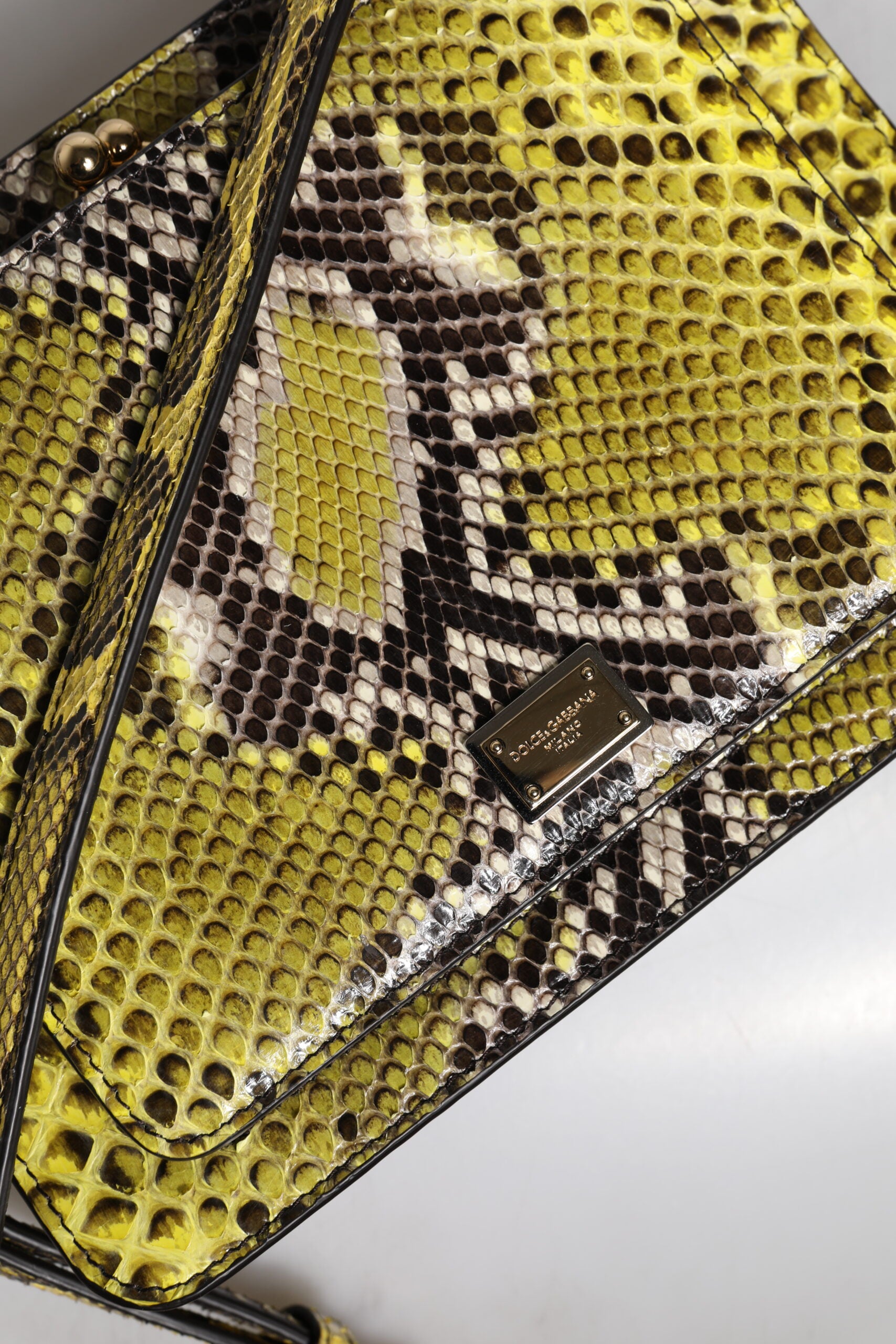 Dolce & Gabbana Grüne Exotenleder DG Plaque Crossbody Clutch Tasche