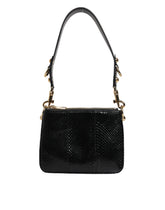 Dolce & Gabbana Schwarze Exotenleder-Schulterriemen-Clutch-Tasche