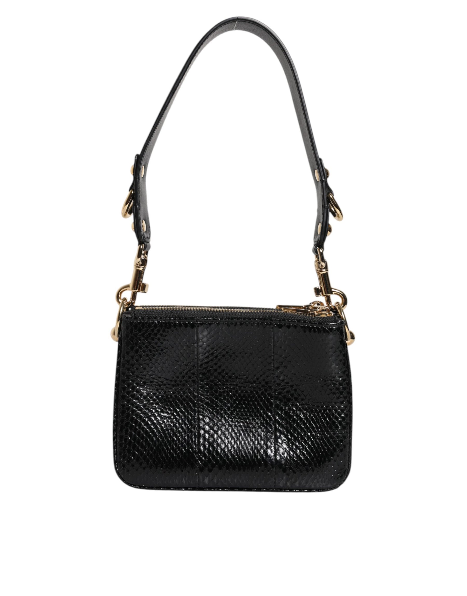 Dolce & Gabbana Schwarze Exotenleder-Schulterriemen-Clutch-Tasche