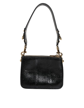 Dolce & Gabbana Schwarze Exotenleder-Schulterriemen-Clutch-Tasche