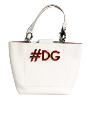Dolce & Gabbana Weißes Leder #DG BEATRICE Top Handle Tote Bag