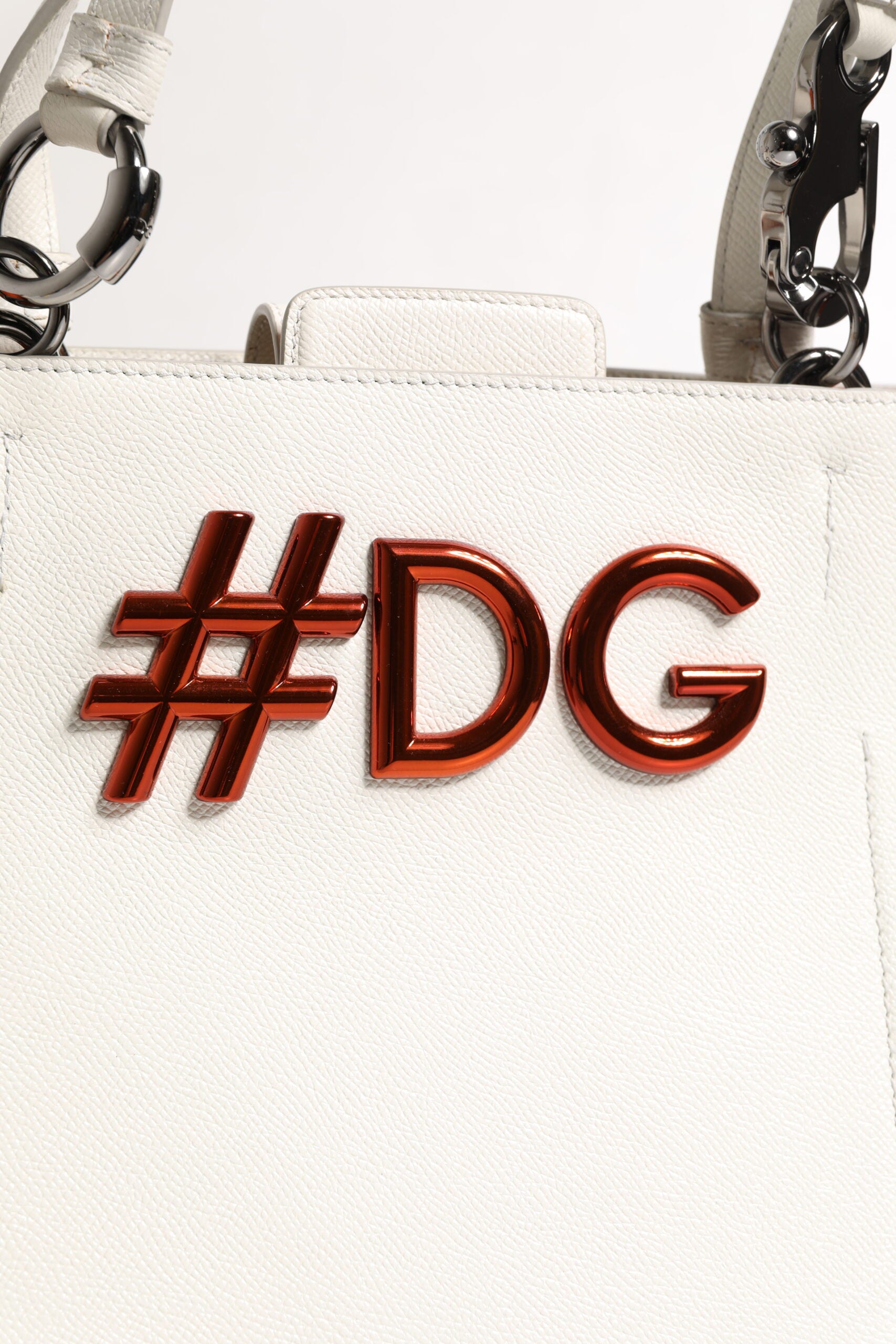 Dolce & Gabbana Weißes Leder #DG BEATRICE Top Handle Tote Bag