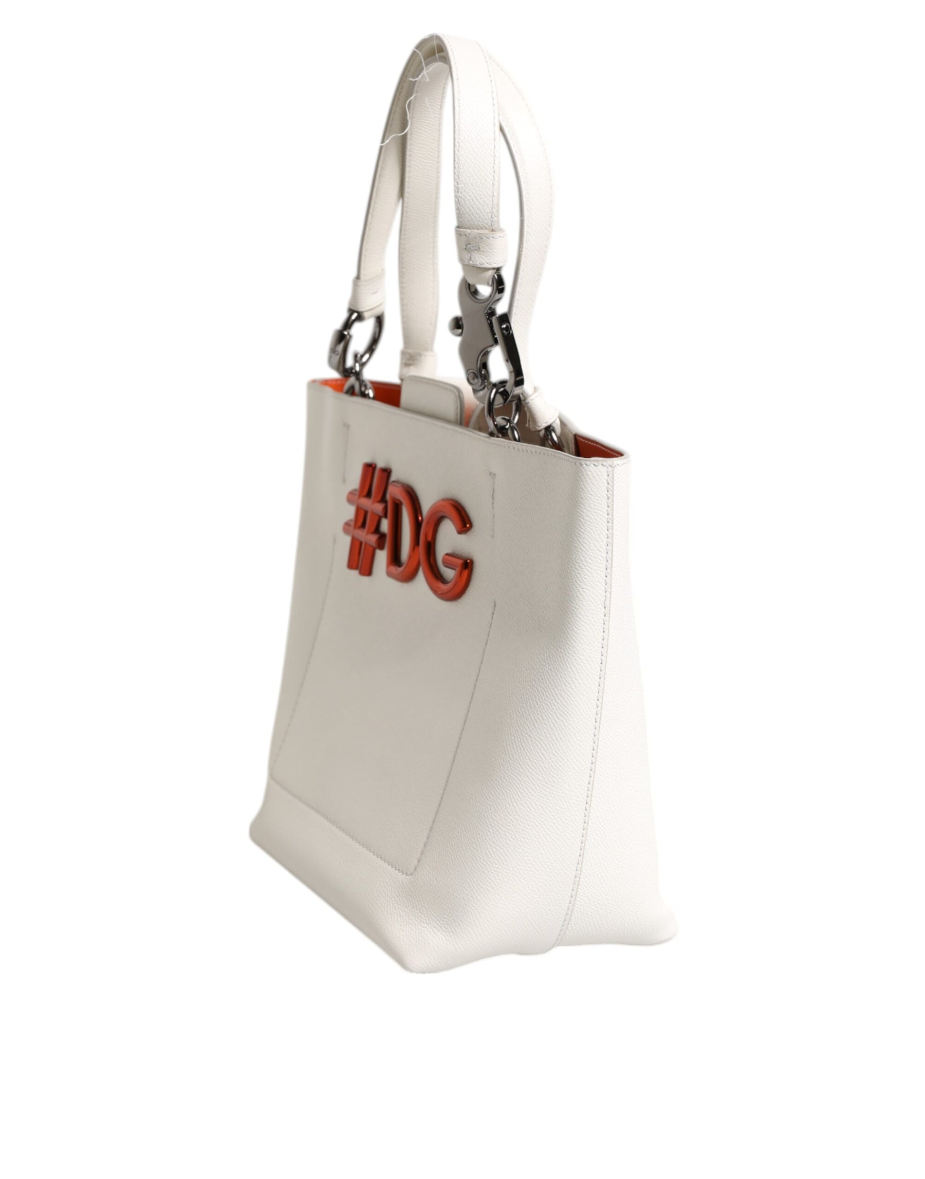 Dolce & Gabbana Weißes Leder #DG BEATRICE Top Handle Tote Bag
