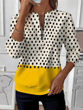 Herbsts-Must-Have: Polka Dot Langarm-Top für stylische Outfits