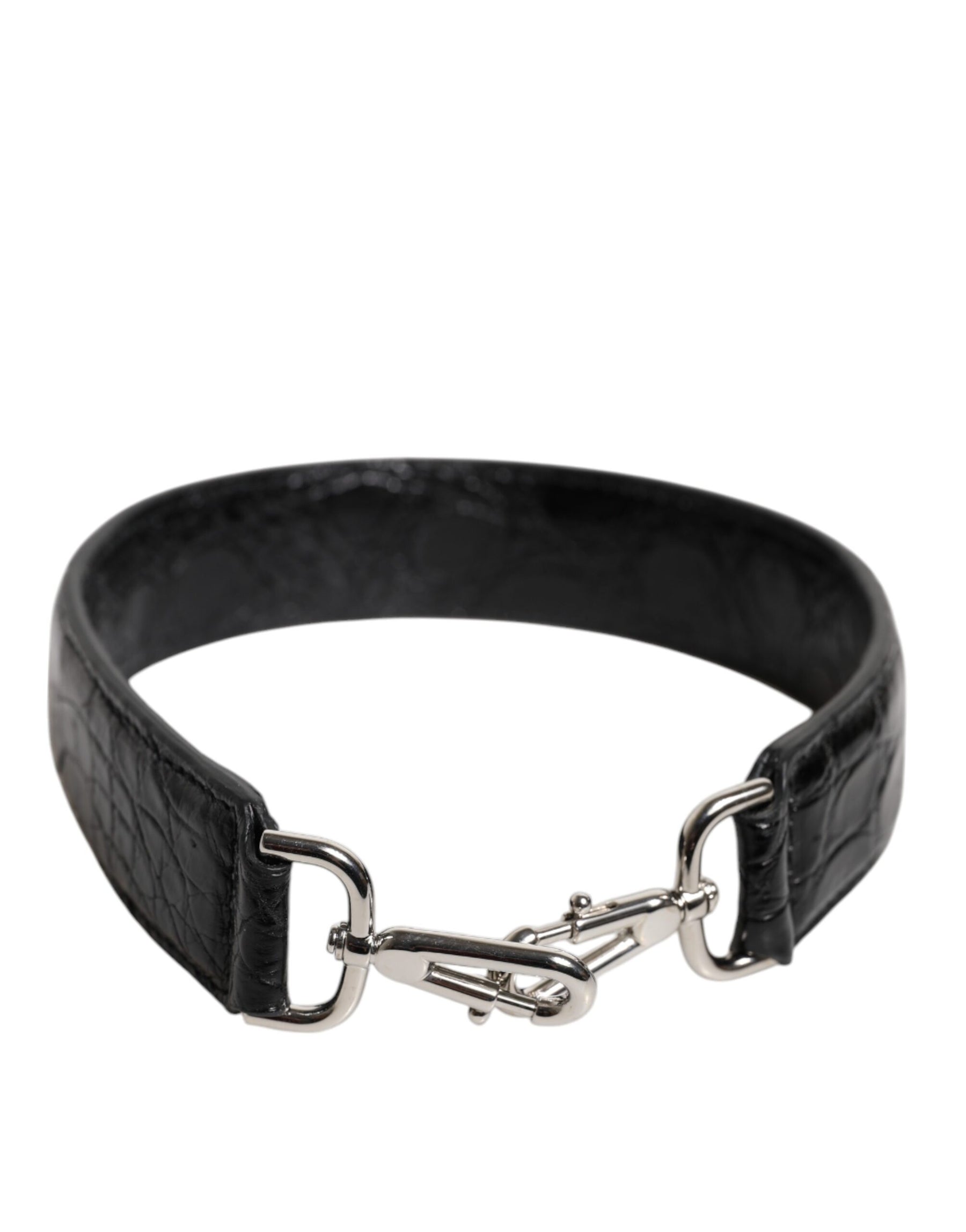 Dolce & Gabbana Schwarzes Alligatorleder Tasche Schulterriemen