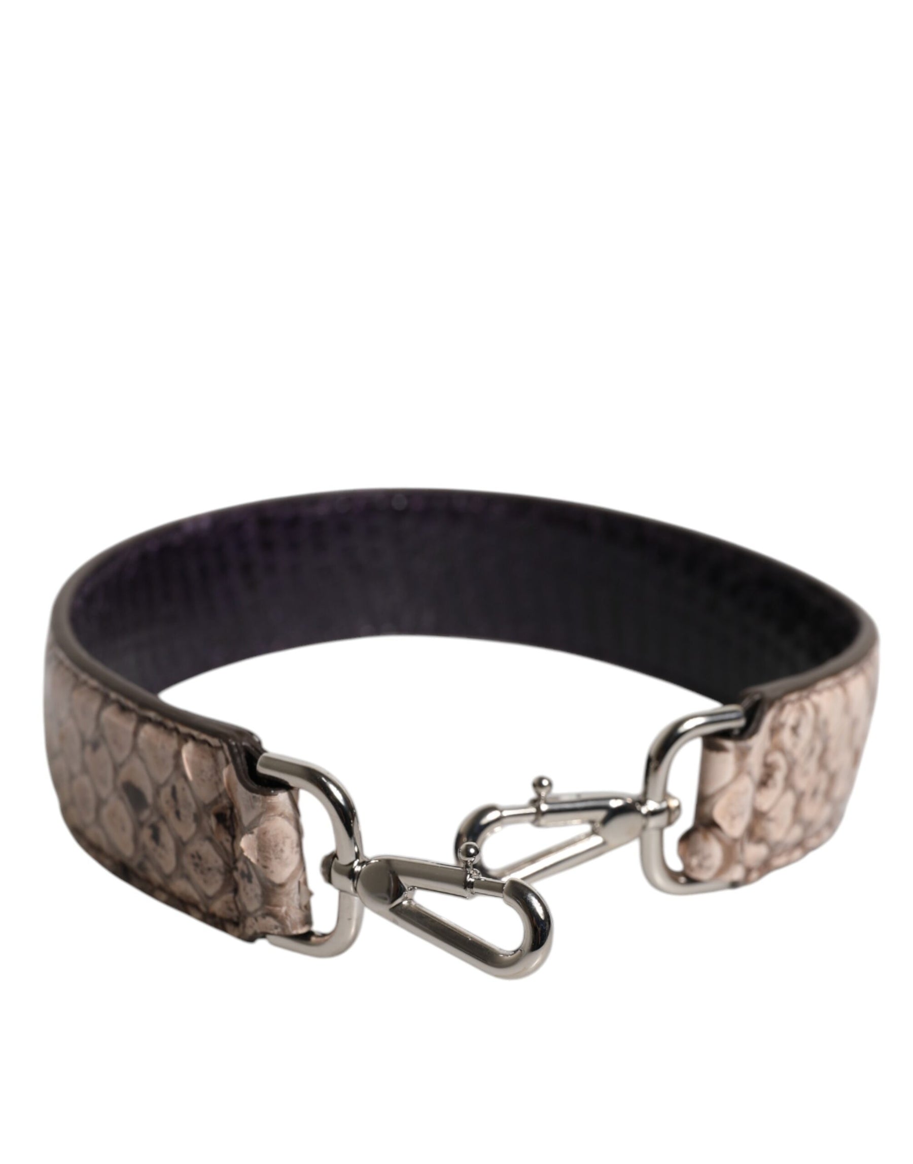 Dolce & Gabbana Schwarze Creme Exotische Ledertasche Schulterriemen