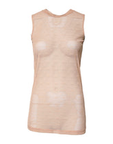 Dolce & Gabbana Beigefarbenes ärmelloses Nylon-Logo-Monogramm-Tanktop