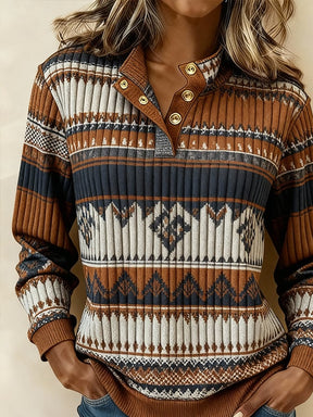 Kuscheliges Norweger Sweatshirt Damen Winter Color Block