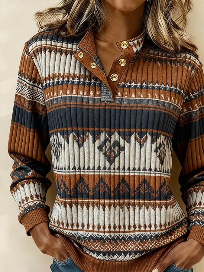 Kuscheliges Norweger Sweatshirt Damen Winter Color Block