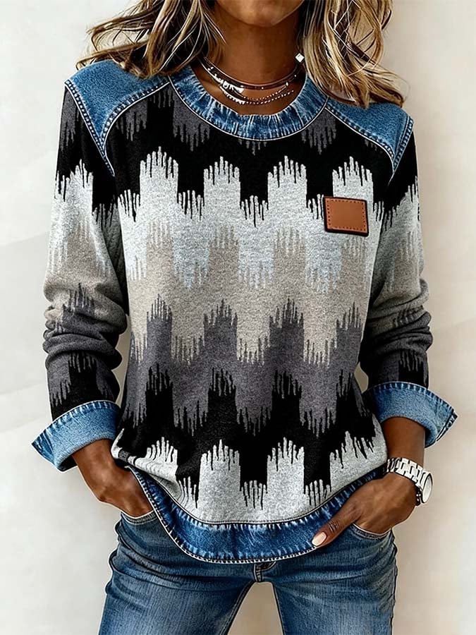 Kuschelwarmer Patchwork Winterpullover für Damen S-5XL