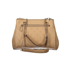 Guess Jeans Beigefarbene Polyethylen-Handtasche