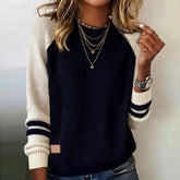 Comfy Striped Round Neck Sweater - Modischer Chic für den Herbst