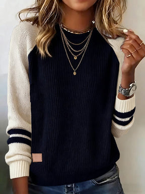 Comfy Striped Round Neck Sweater - Modischer Chic für den Herbst