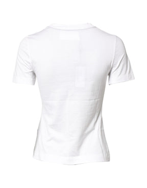 Dolce & Gabbana Weißes T-Shirt mit Rundhalsausschnitt und Grafikdruck aus Baumwolle
