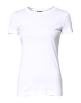 Dolce & Gabbana Weißes Baumwoll-T-Shirt mit Rundhalsausschnitt und kurzen Ärmeln