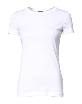 Dolce & Gabbana Weißes Baumwoll-T-Shirt mit Rundhalsausschnitt und kurzen Ärmeln