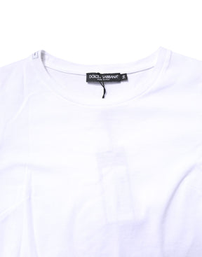 Dolce & Gabbana Weißes Baumwoll-T-Shirt mit Rundhalsausschnitt und kurzen Ärmeln