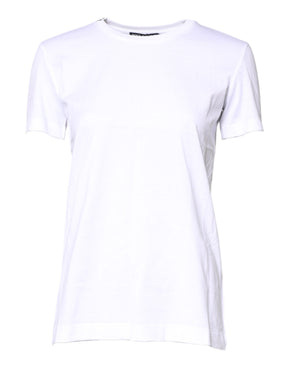 Dolce & Gabbana Weißes Baumwoll-T-Shirt mit Rundhalsausschnitt und kurzen Ärmeln