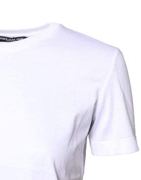 Dolce & Gabbana Weißes Baumwoll-T-Shirt mit Rundhalsausschnitt und kurzen Ärmeln