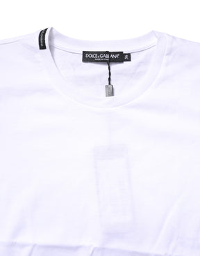Dolce & Gabbana Weißes Baumwoll-T-Shirt mit Rundhalsausschnitt und kurzen Ärmeln