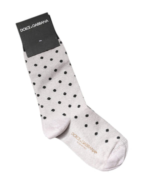 Dolce & Gabbana Graue gepunktete Socken aus Viskose-Stretch