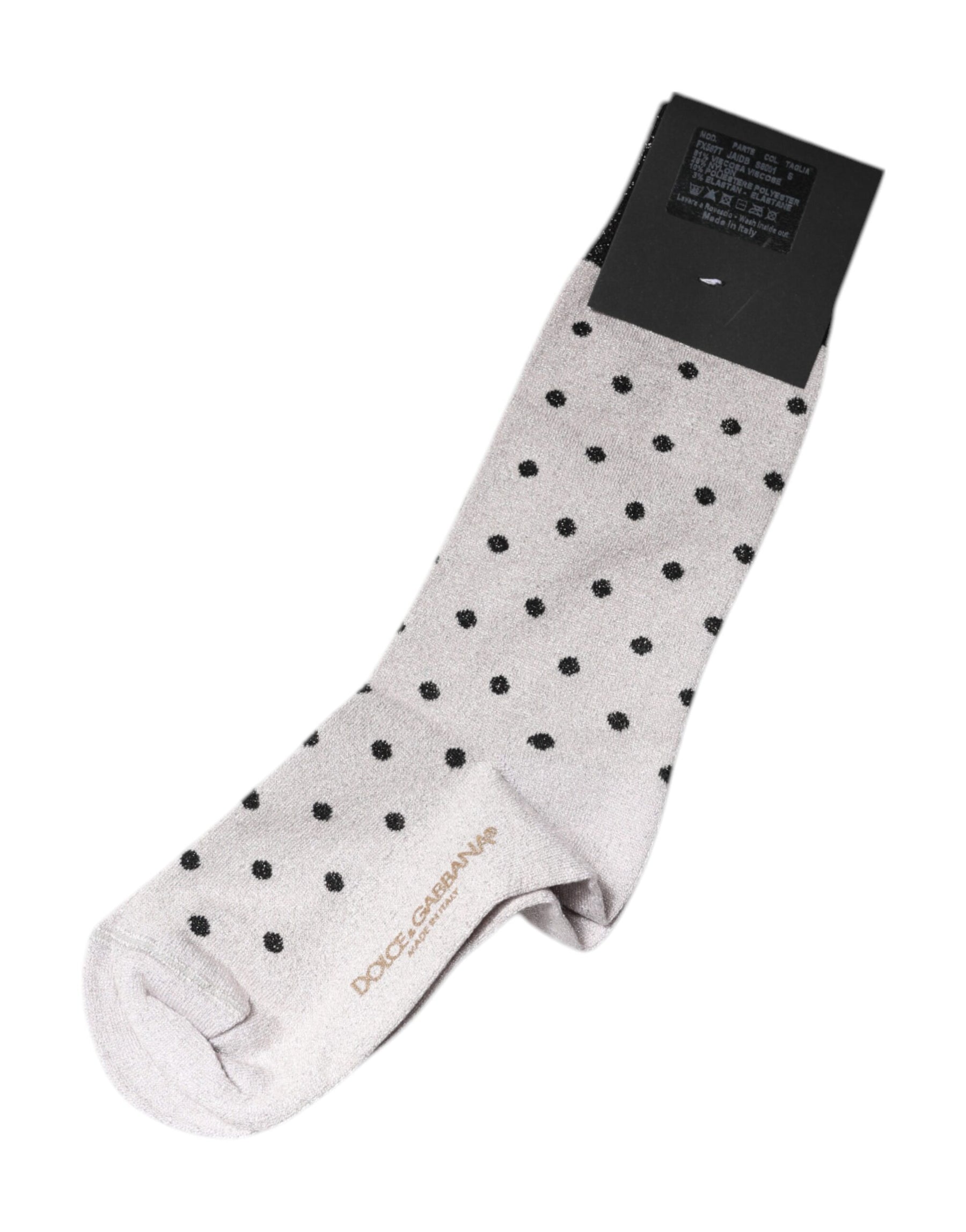 Dolce & Gabbana Graue gepunktete Socken aus Viskose-Stretch