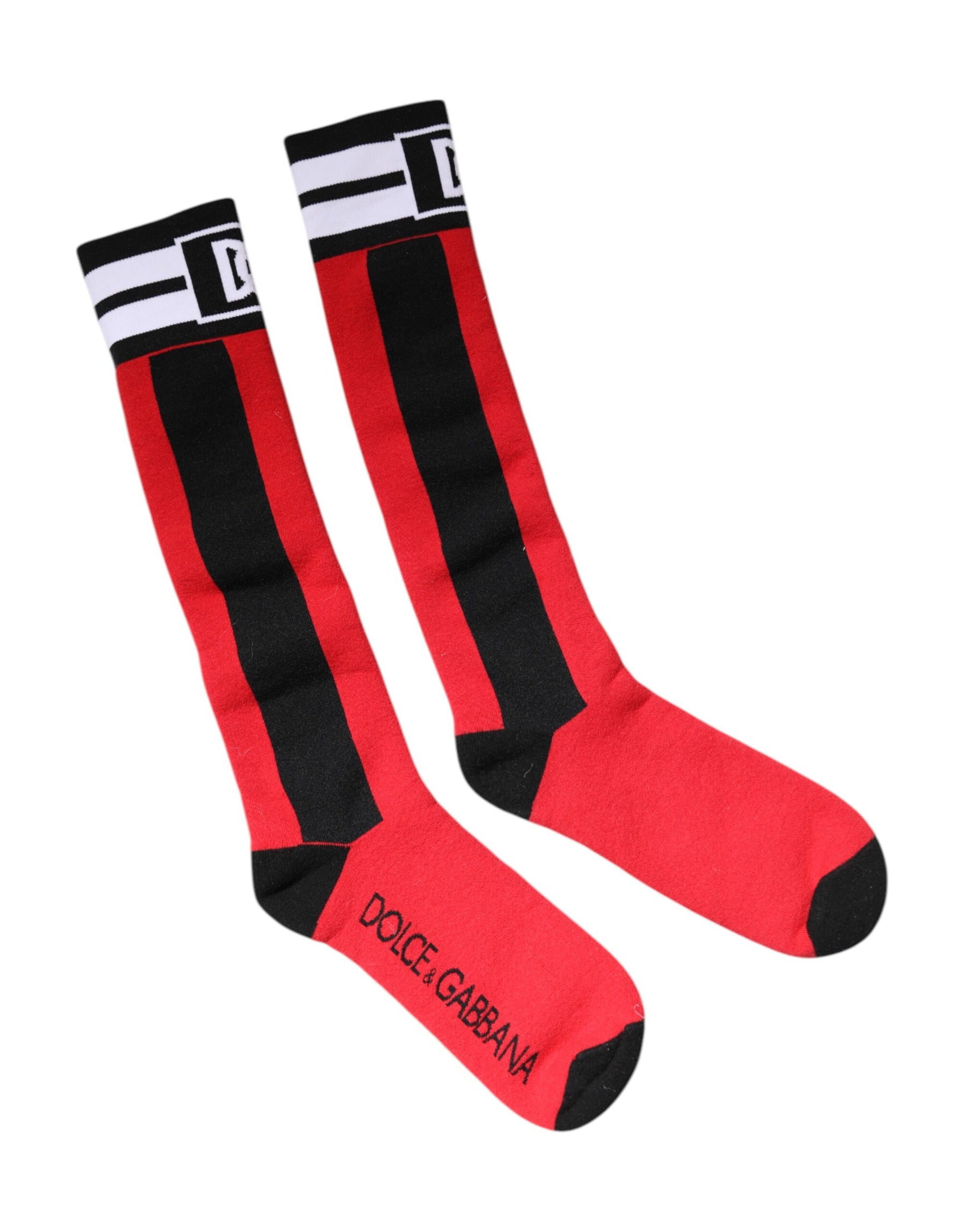 Dolce & Gabbana Rote Baumwoll-Stretch-Socken mit Druck