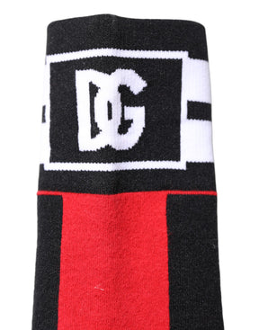 Dolce & Gabbana Rote Baumwoll-Stretch-Socken mit Druck