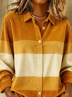 Winter Cordhemd Damen Oversize Karamell Creme warm & chic