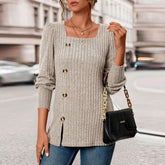 Modern Plain Square Neck Top - Elegant & Minimalistisch für Herbst