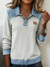 Damen Winter Pullover mit Denim-Kragen, warm und stylisch