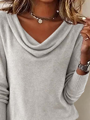 Kuscheliges Damen Winter Longsleeve mit Wasserfallausschnitt