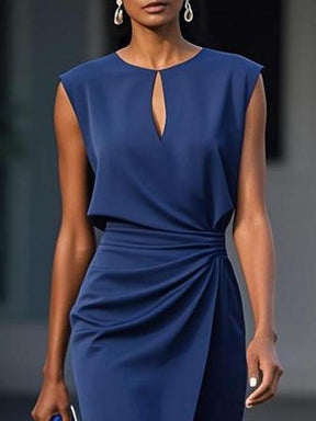 Ärmelloses Midi-Kleid in strahlendem Blau - Perfekt für den Herbstsstart
