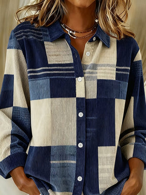 Winter Damen Oversize Karohemd Navy Beige warm & stylisch