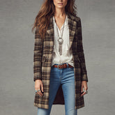 Herbstlicher Longline Blazer im Classic Brown Check - Warm, Elegant & Modern