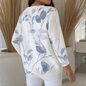 Herbstlicher Dreamy V-Neck Sweater mit Pflanzenprint - Ihr Must-Have für kuschelige Tage