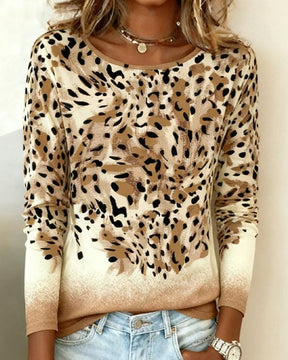 Winter Leopard Ombre Longsleeve Top – warm & stylisch