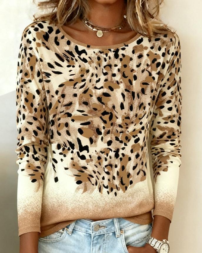 Winter Leopard Ombre Longsleeve Top – warm & stylisch