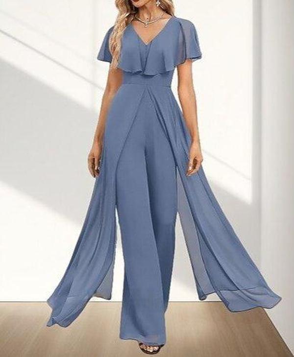Chic Plain Short Sleeve Jumpsuit - Herbstsfrische Eleganz & Hochwertiger Tragekomfort