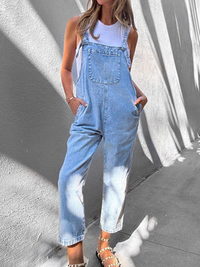 Breezy Plain Blue Strap Jumpsuit - Leichtes Denim für Herbstsfrische