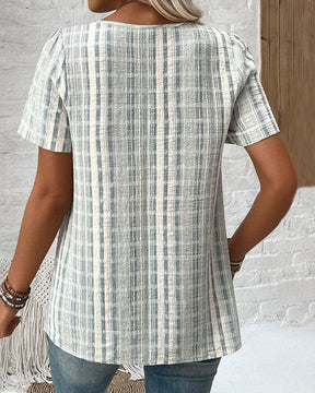 Classy V-Neck Short Sleeve Top - Frischer Herbsts-Look mit Komfort