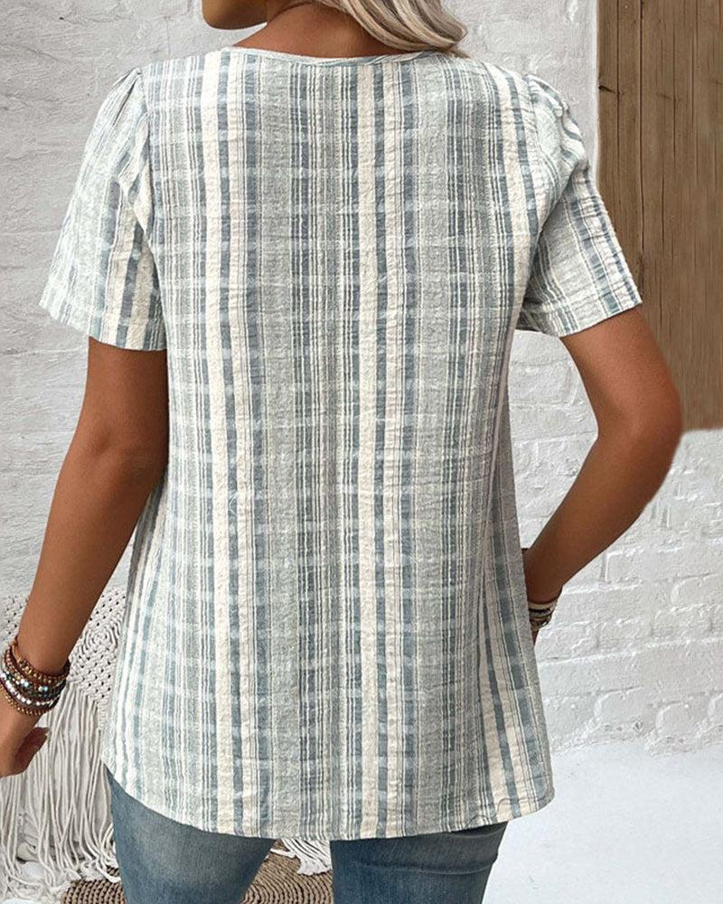 Classy V-Neck Short Sleeve Top - Frischer Herbsts-Look mit Komfort