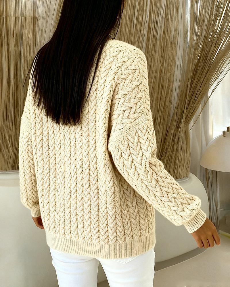 Herbst-Essential: Wärmender Beige Cardigan mit Holzknöpfen