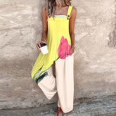 Frischer Herbsts-Style: Bright Floral Print Strap Jumpsuit - Stilvoll & Komfortabel