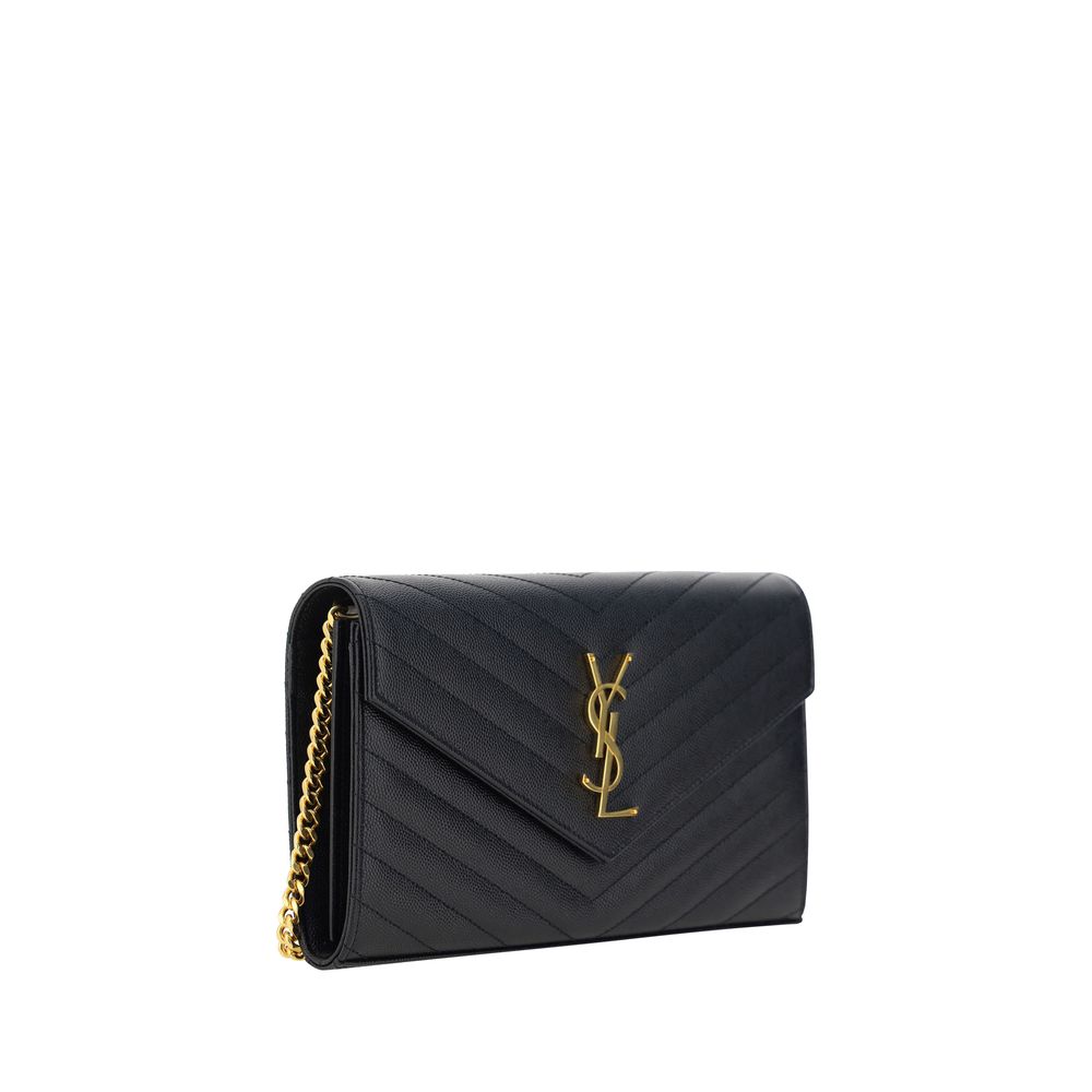 Saint Laurent Schwarze Kalbshaut Bos Taurus Schultertasche